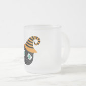 Zwarte kat met droevige ogen en grillig Pet Matglas Koffiemok (Voorkant rechts)