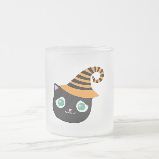 Zwarte kat met droevige ogen en grillig Pet Matglas Koffiemok (Center)