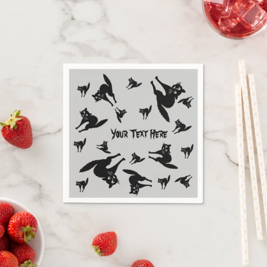 zwarte kat met een gepijlde achterhalte servetten (Insitu)