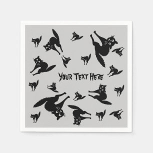 zwarte kat met een gepijlde achterhalte servetten