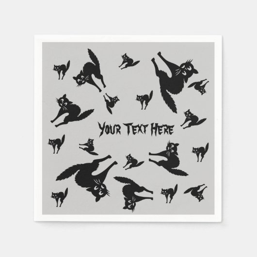 zwarte kat met een gepijlde achterhalte servetten (Voorkant)