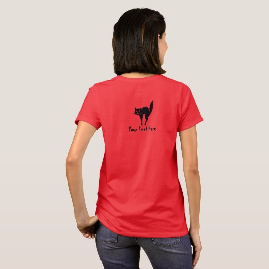 zwarte kat met een gepijlde achterhalte t-shirt (Achterkant volledig)
