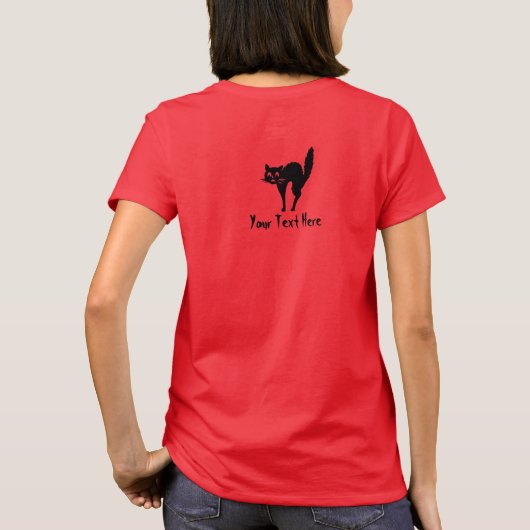 zwarte kat met een gepijlde achterhalte t-shirt (Achterkant)