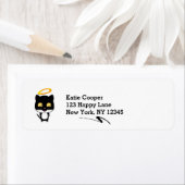 Zwarte kat met een gouden halo-kute Cartoon Etiket (Insitu)