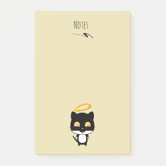 Zwarte kat met een gouden halo-kute Cartoon Post-it® Notes (Voorkant)