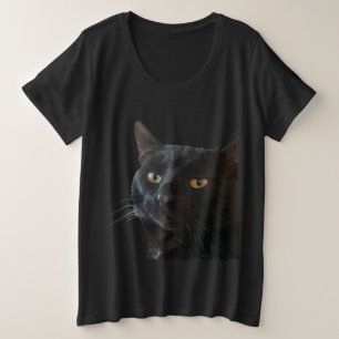 Zwarte kat met een grappige eigenzinnige uitdrukki grote maat t-shirt