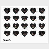 Zwarte kat met een kerstmuts kerstkat kostuum hart sticker (Vel)