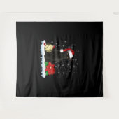 Zwarte kat met een kerstmuts kerstkat kostuum wandkleed (Voorkant (horizontaal))