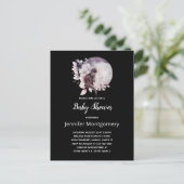 Zwarte Kat met een Magisch Full Moon Baby shower Uitnodiging Briefkaart (Staand voorkant)