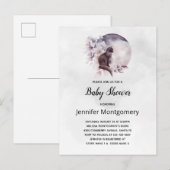 Zwarte Kat met een Magisch Full Moon Baby shower Uitnodiging Briefkaart (Voorkant / Achterkant)
