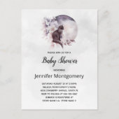 Zwarte Kat met een Magisch Full Moon Baby shower Uitnodiging Briefkaart (Voorkant)