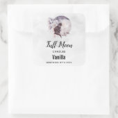 Zwarte Kat met een Magische Full Moon Kandle Vierkante Sticker (Tas)