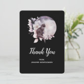 Zwarte Kat met een Magische Volledige maan Bedankkaart (Staand voorkant)