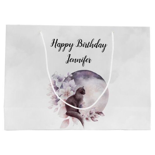 Zwarte Kat met een Magische Volledige maan Groot Cadeauzakje (Achterkant)