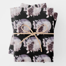 Zwarte Kat met een Magische Volledige maan Inpakpapier Vel