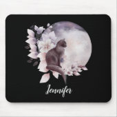 Zwarte Kat met een Magische Volledige maan Muismat (Voorkant)