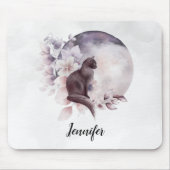 Zwarte Kat met een Magische Volledige maan Muismat (Voorkant)