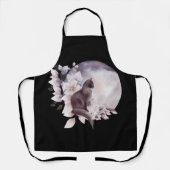 Zwarte Kat met een Magische Volledige maan Schort (Voorkant)