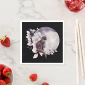 Zwarte Kat met een Magische Volledige maan Servet (Insitu)