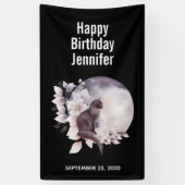 Zwarte Kat met een Magische Volledige maan Spandoek (Verticaal)