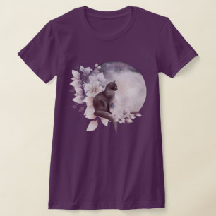 Zwarte Kat met een Magische Volledige maan T-shirt