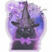 Zwarte kat met een paarse aura sticker (Voorkant)
