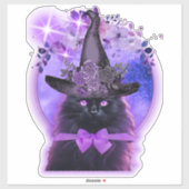 Zwarte kat met een paarse aura sticker (Vel)