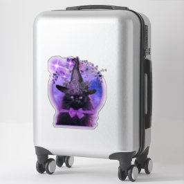 Zwarte kat met een paarse aura sticker