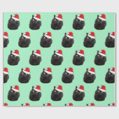 Zwarte kat met een Santa Hat Cadeaupapier (Vlak)