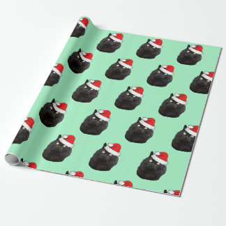Zwarte kat met een Santa Hat Cadeaupapier