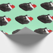 Zwarte kat met een Santa Hat Cadeaupapier (Hoek)