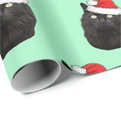 Zwarte kat met een Santa Hat Cadeaupapier (Rol Hoek)
