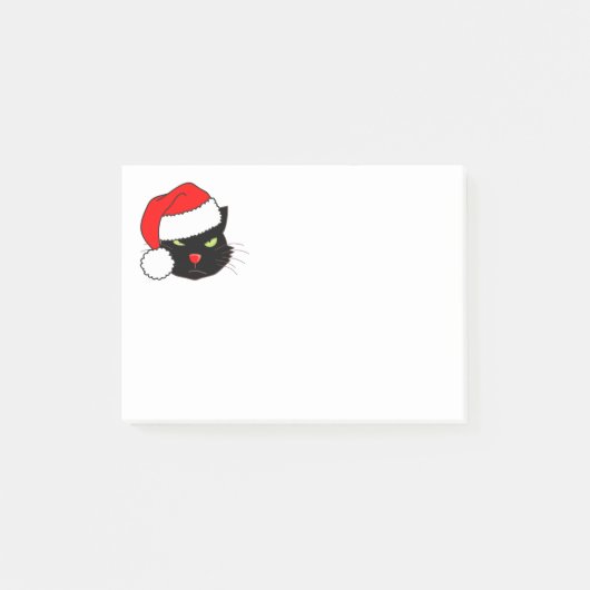 Zwarte kat met een Santa Hat Post-it® Notes (Voorkant)