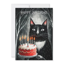 Zwarte kat met een taart gothic