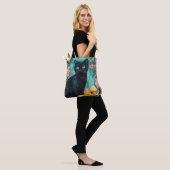 Zwarte Kat met Fruit Tote Bag (Op model)
