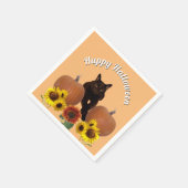 Zwarte kat met gekrasde pootpooiers Halloween Servet (Hoek)