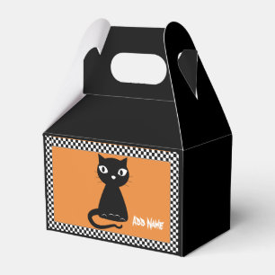 Zwarte kat met gekrulde staart Halloween Bedankdoosjes