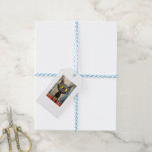Zwarte kat met gele ogen cadeaulabel (Met Touw)