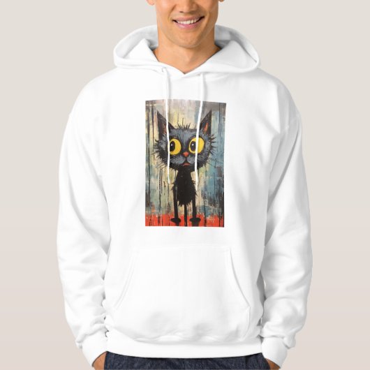 Zwarte kat met gele ogen hoodie (Voorkant)