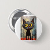 Zwarte kat met gele ogen ronde button 5,7 cm (Voorkant /achterkant)