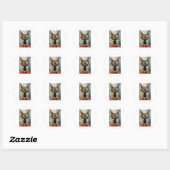 Zwarte kat met gele ogen ronde sticker (Vel)