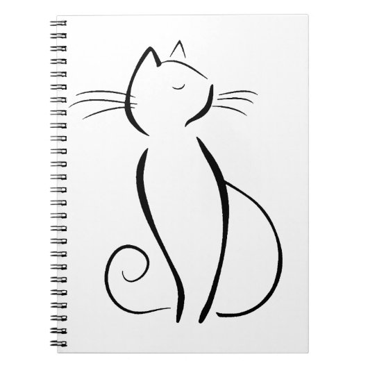Zwarte kat met getekende lijnen notitieboek (Voorkant)