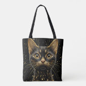 Zwarte Kat met Glitter Schittering ✨🐾 Glam Chic Tote Bag (Achterkant)