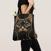 Zwarte Kat met Glitter Schittering ✨🐾 Glam Chic Tote Bag (Dichtbij)