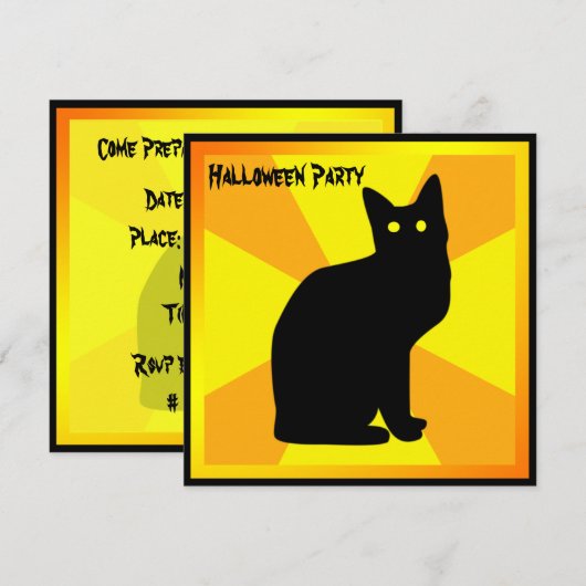 Zwarte kat met gloeiende ogen - kaart (Voorkant / Achterkant)