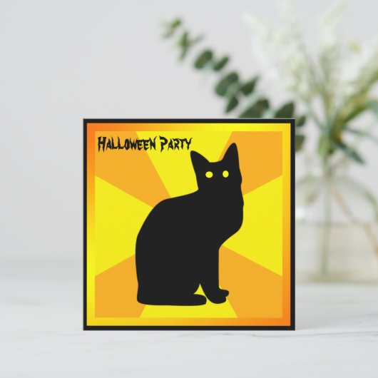Zwarte kat met gloeiende ogen - kaart (Staand voorkant)