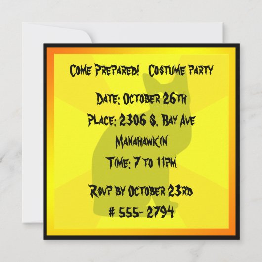 Zwarte kat met gloeiende ogen - kaart (Achterkant)