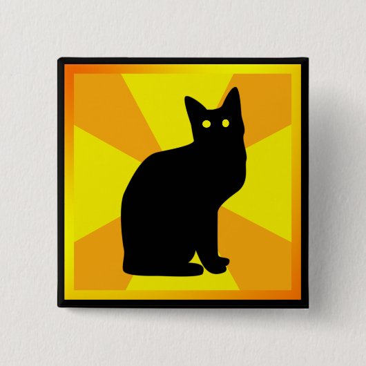 Zwarte kat met gloeiende ogen - vierkante button 5,1 cm (Voorkant)