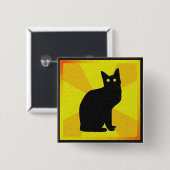 Zwarte kat met gloeiende ogen - vierkante button 5,1 cm (Voorkant /achterkant)