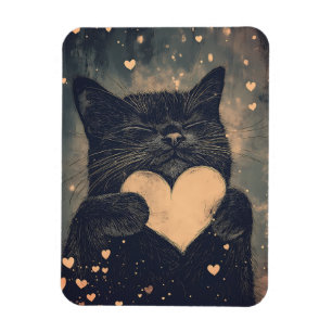 Zwarte kat met gouden hart - Cat's Cosy Love Magneet